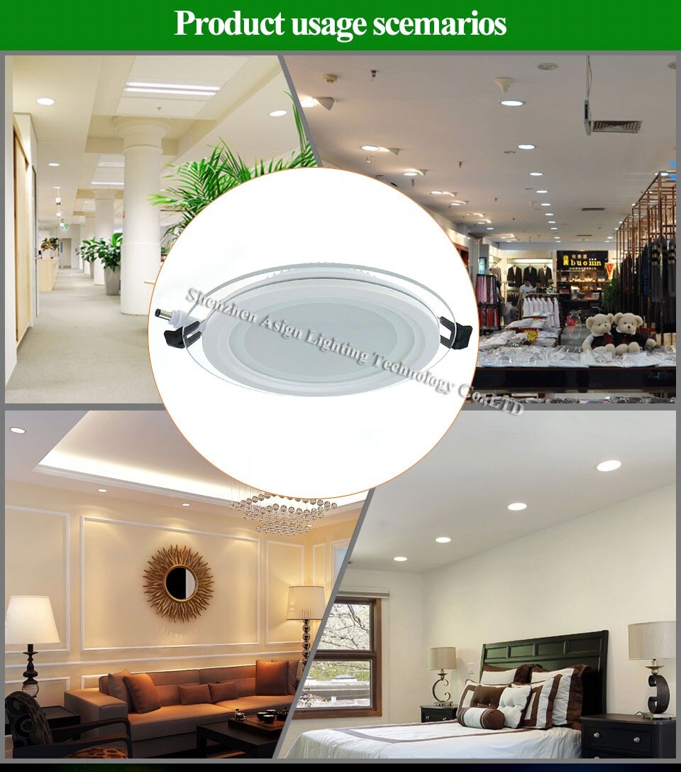 Dimmable LED Panel Downlight 6W 12W 18W Round Glass Ceiling Recessed Lights SMD 5730 Warm Cold White LED Panel Light AC85-265V