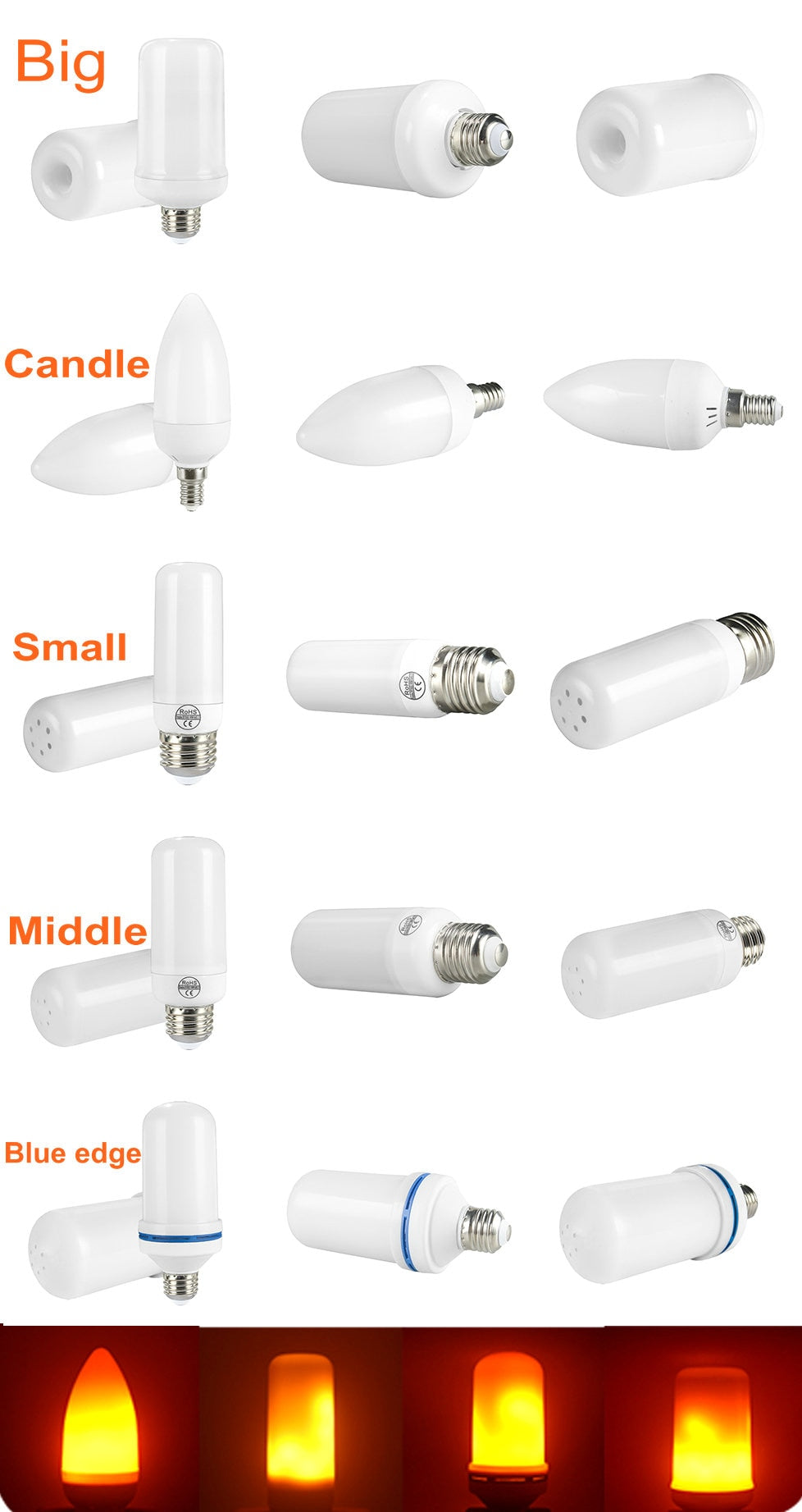 LED Flame Lamp E27 E26 B22 E14 E12 Light Bulb Flame Effect Fire Lamps Flickering Emulation 3W 5W 7W 9W Decor LED Lamp AC85-265V
