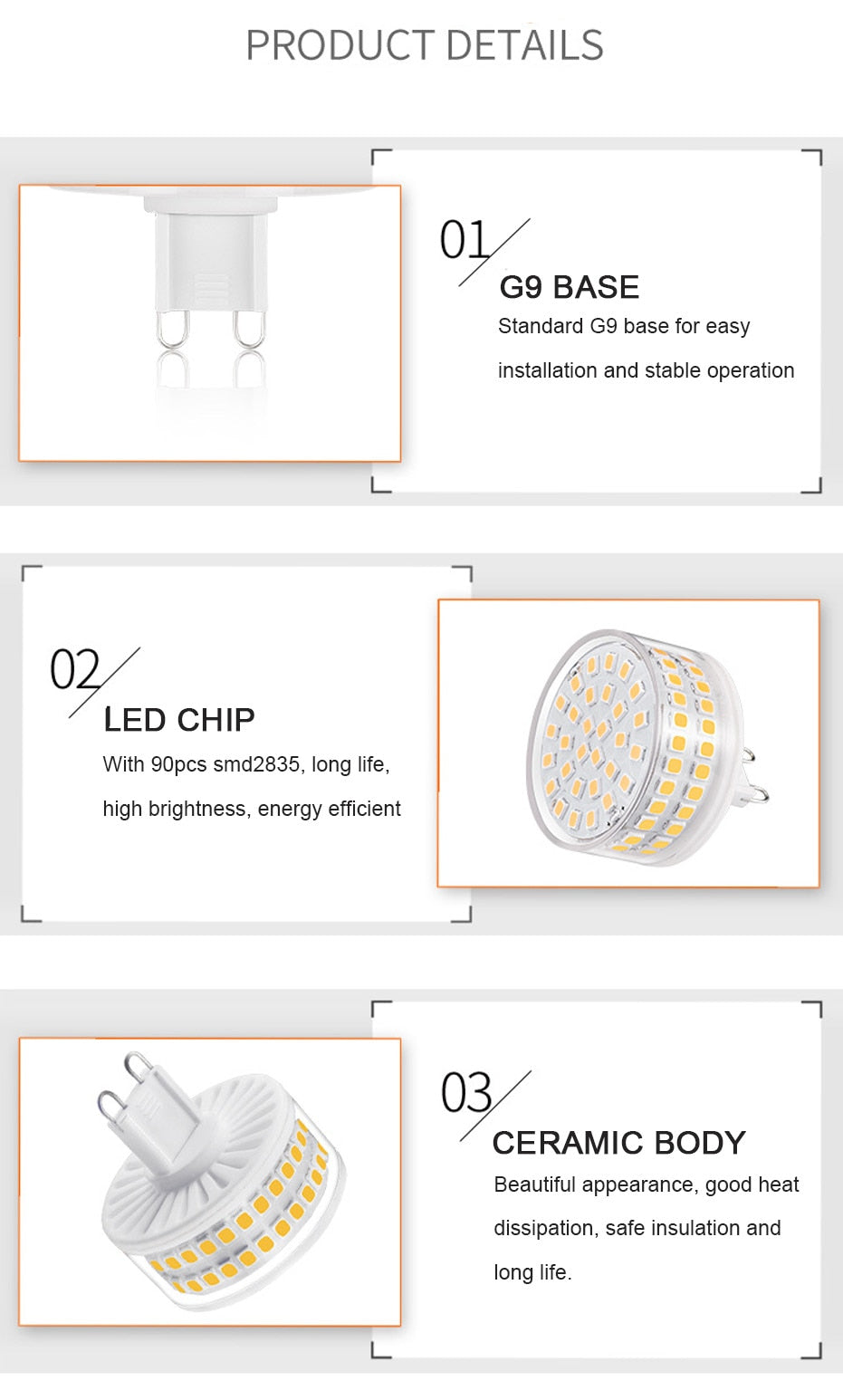 LED BULB Dimmable G9 AC120V 220V 8W 90LEDS SMD2835 No Flicker LED Light Lamp 780LM Chandelier Light Replace 80W Halogen Lighting