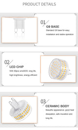 LED BULB Dimmable G9 AC120V 220V 8W 90LEDS SMD2835 No Flicker LED Light Lamp 780LM Chandelier Light Replace 80W Halogen Lighting