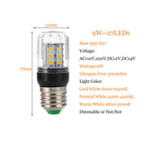 Led bulb E27 E14 E12 E26 5730SMD 110V 220V DC 12V 24V 27LEDs 7W Led Corn Lamp Christmas Chandelier Candle Lighting