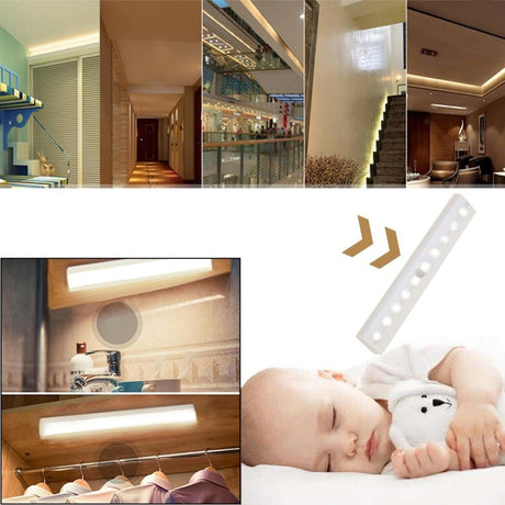 10 LED Wireless PIR Motion Sensor Light Intelligent Portable Infrared Induction Lamp Night Lights for Cabinet Closet Use 4*AAA - LED Lights For Sale : Affordable LED Solutions : Wholesale Prices
