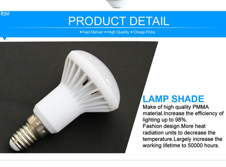 R50 LED Lamp E14 LED Bulb 3W 5W 7W 9W 12W 15W 20W Lampada LED Spotlight E27 LED Crystal Lamp Warm Cold White Lights Decoration