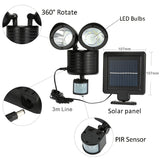 LED Solar Light Twin Head PIR Motion Sensor Lighting Outdoor Garden Solar lamp Waterproof Street Security lamp