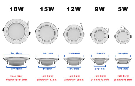 AC 220V LED Downlight Golden Silvery Ceiling Lamp Round Recessed 5W 9W 12W 15W 18W Led Light Bulb White/Warm white LED Down Lamp