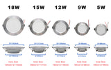 AC 220V LED Downlight Golden Silvery Ceiling Lamp Round Recessed 5W 9W 12W 15W 18W Led Light Bulb White/Warm white LED Down Lamp