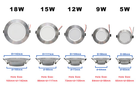 AC 220V LED Downlight Golden Silvery Ceiling Lamp Round Recessed 5W 9W 12W 15W 18W Led Light Bulb White/Warm white LED Down Lamp