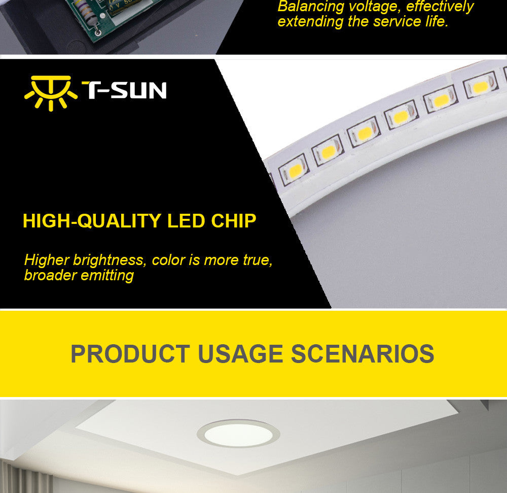 T-SUNRISE Ultra Thin LED Panel Downlight 8W 16W 24W 32W Round/Square LED Ceiling Recessed Lights Power Supply Included SMD4014