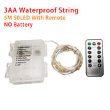 LED String Light Fairy light Battery waterproof Silver Wire Christmas Halloween USB Xmas Decoration Romantic lights 1/2/3/5/10M