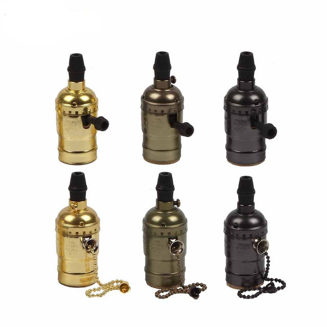 Vintage Retro Lamp Socket E27/E26 Screw Base Golden/Silver/Black Lamp Holder Fitting To Pendant Lamp Desk Lamp Wall Light