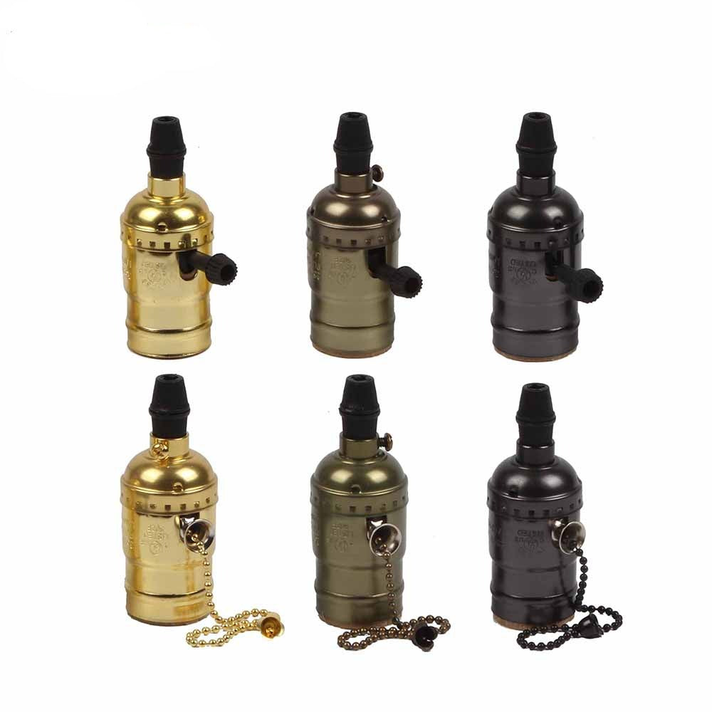 Vintage Retro Lamp Socket E27/E26 Screw Base Golden/Silver/Black Lamp Holder Fitting To Pendant Lamp Desk Lamp Wall Light