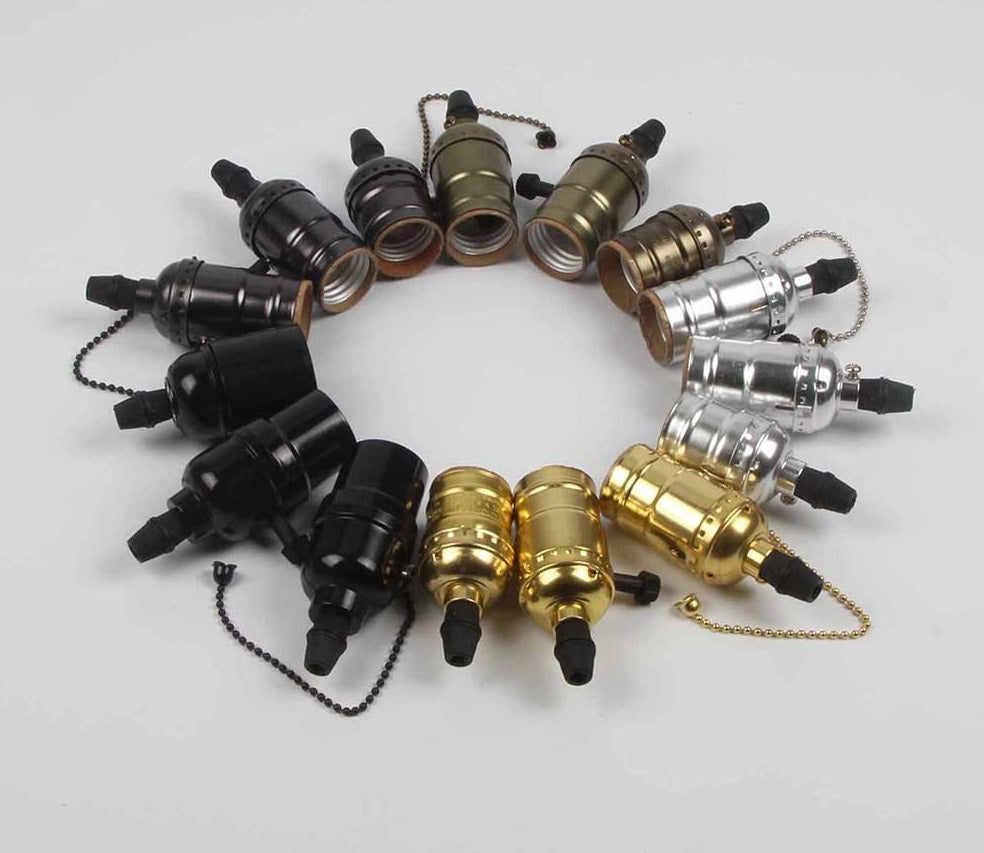 Vintage Retro Lamp Socket E27/E26 Screw Base Golden/Silver/Black Lamp Holder Fitting To Pendant Lamp Desk Lamp Wall Light