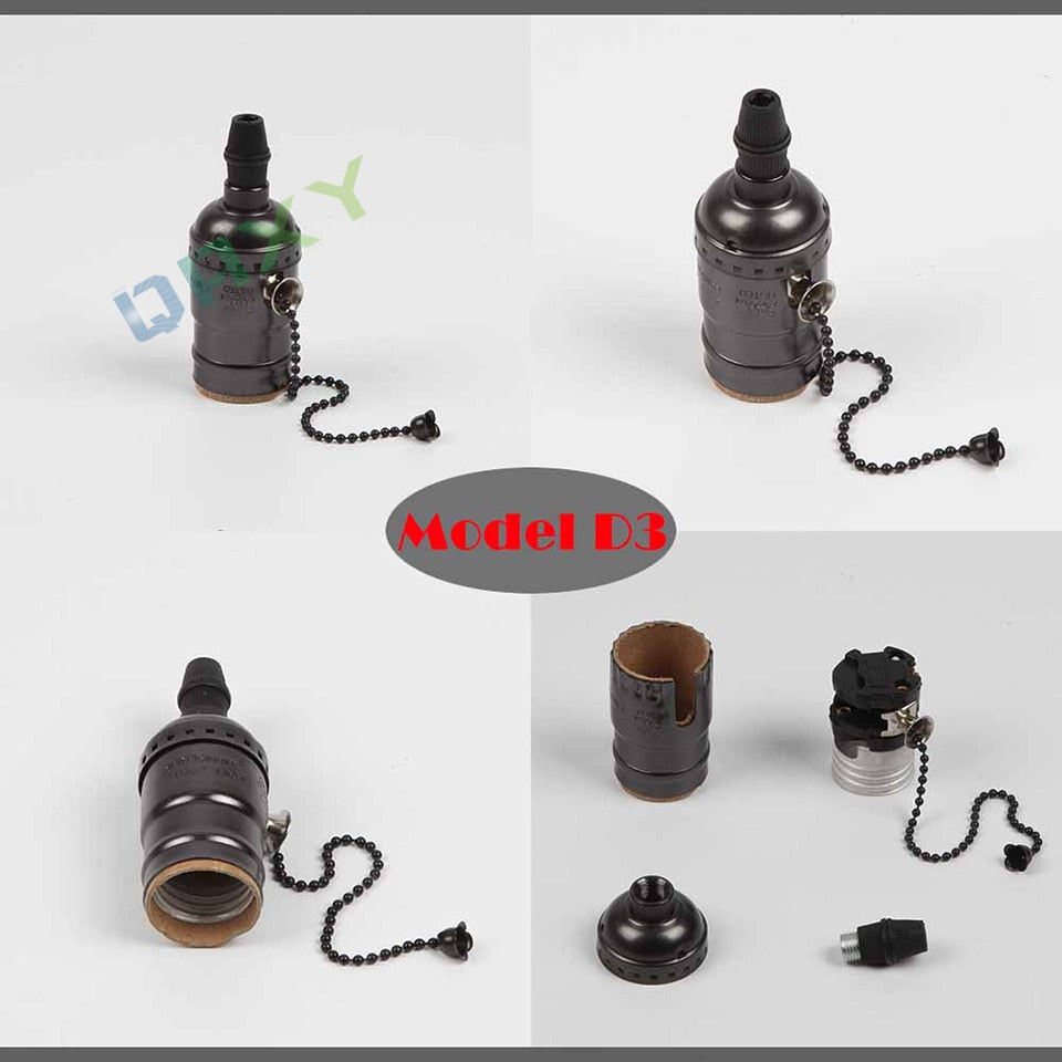 Vintage Retro Lamp Socket E27/E26 Screw Base Golden/Silver/Black Lamp Holder Fitting To Pendant Lamp Desk Lamp Wall Light