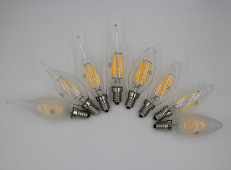 E14 COB LED Candle Lamp C35 B10 2w 4w 6w Flame Frosted LED Filament Bulb light 220v 230v AC Crystal chandelier light source