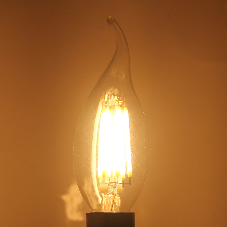 E14 COB LED Candle Lamp C35 B10 2w 4w 6w Flame Frosted LED Filament Bulb light 220v 230v AC Crystal chandelier light source