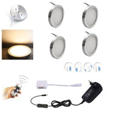 LED Under Cabinet Light Kitchen Puck Under Counter Lights Wireless RF Remote Dimmable Shelf Furniture Lighting 4 Lamps Warm