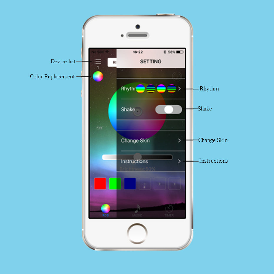 DC 12V 24V RGB Led Controller APP Bluetooth RGB Music Controller For Led Strip Light 5050 4 Pin Mini RGB Controller 5V-24V