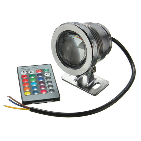 IP68 10W RGB LED Light Garden Fountain Pool Pond Spotlight Waterproof Underwater Lamp with Remote Control Black/Silver