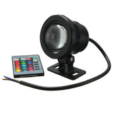 IP68 10W RGB LED Light Garden Fountain Pool Pond Spotlight Waterproof Underwater Lamp with Remote Control Black/Silver