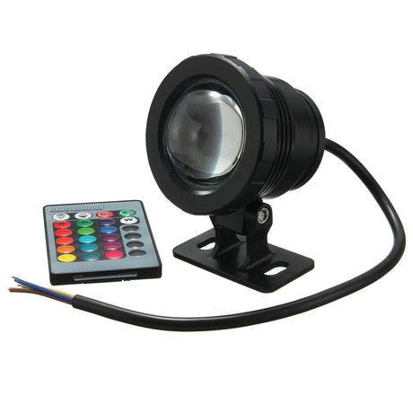 IP68 10W RGB LED Light Garden Fountain Pool Pond Spotlight Waterproof Underwater Lamp with Remote Control Black/Silver