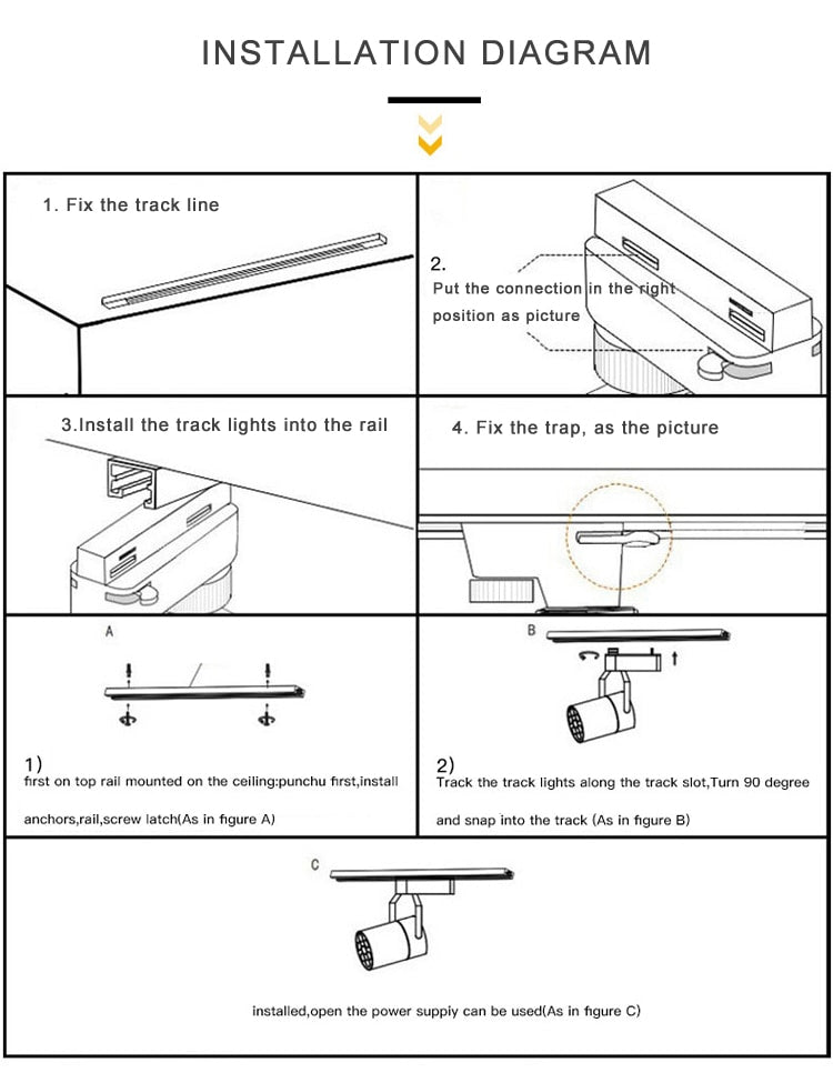 Modern LED Track Lights 7W High Power White Aluminum Spotlight Super Bright Ajustable Super Market Shop Ceiling Dynasty Lighting