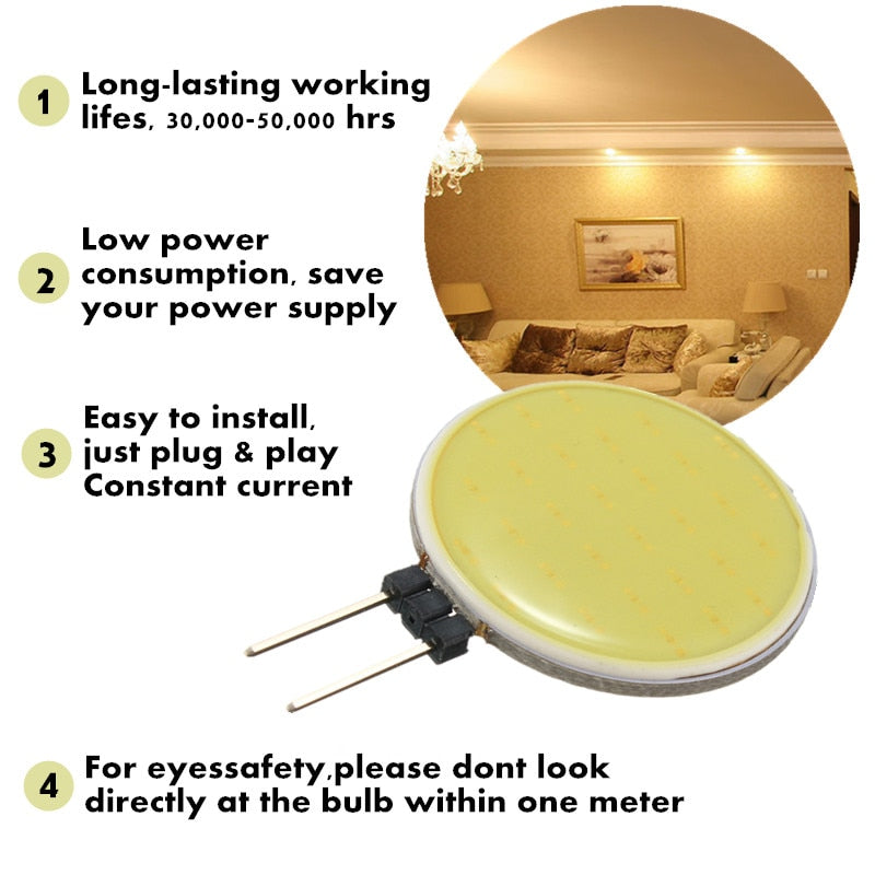 G4 COB 4W 5W 7W 12W Pure Warm White LED 15 18 30 63 Chips Replace Halogen Lamp Spot Light Bulb