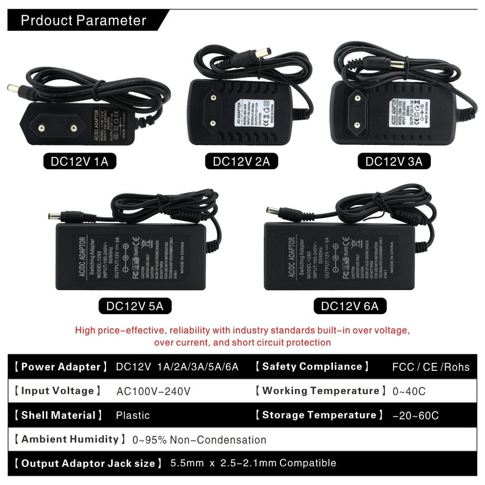 12V Power Supply DC12V Unit 1A 2A 3A 5A 6A Transformer AC 110V 220V 220 V to DC 12 Volts 12 V LED Driver for LED Strip