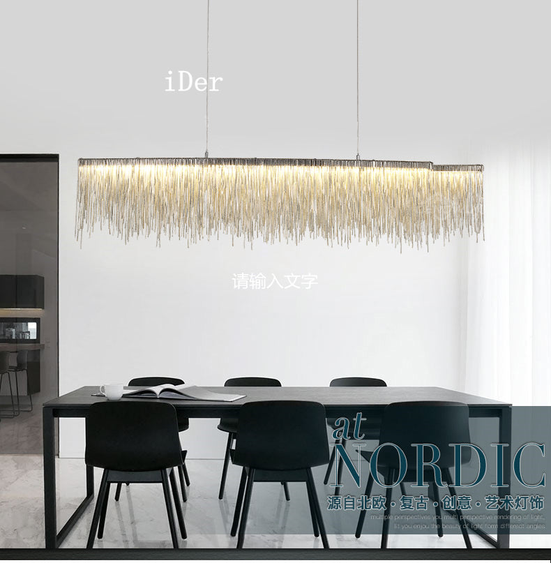 Postmodern Designer Pendant Lights Nordic Tassel Restaurant Luxury Hotel Engineering Chain Living Room Art Hanging Lights