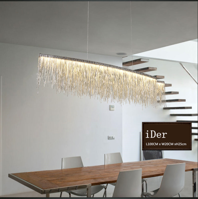 Postmodern Designer Pendant Lights Nordic Tassel Restaurant Luxury Hotel Engineering Chain Living Room Art Hanging Lights