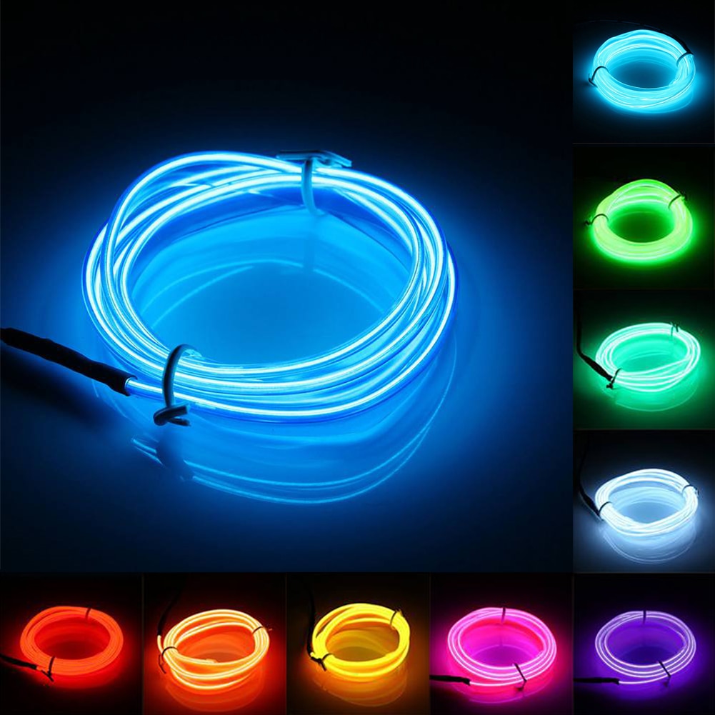 Neon Cord Led EL Wire String Led Strip Flexible Light Rope Tube car Dance Party 2M 3M 5M Battery Powered With Controller led RGB