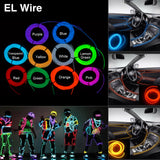 Neon Cord Led EL Wire String Led Strip Flexible Light Rope Tube car Dance Party 2M 3M 5M Battery Powered With Controller led RGB