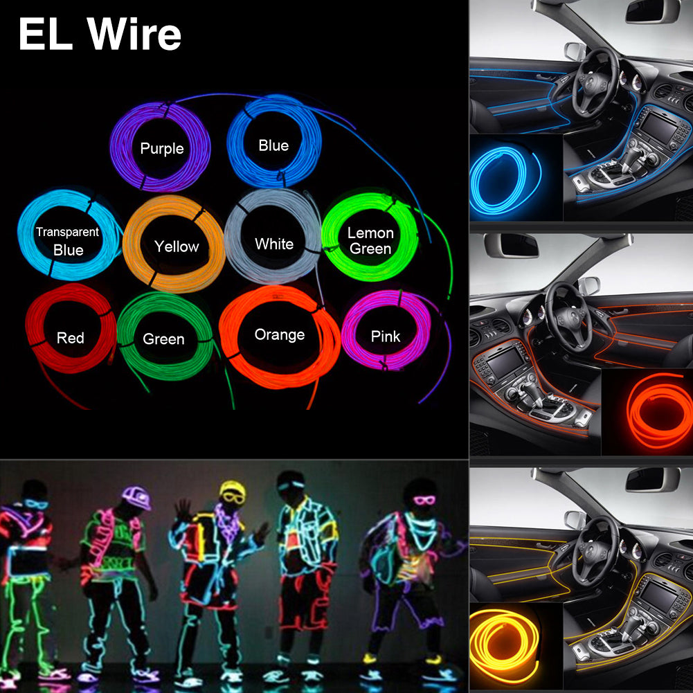 Neon Cord Led EL Wire String Led Strip Flexible Light Rope Tube car Dance Party 2M 3M 5M Battery Powered With Controller led RGB