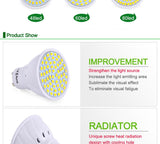 LED Bulb 220V 240V MR16 GU10 LED Lamp LED Spotlight Bulb Lampada 48 60 80 LEDs SMD 2835 For Indoor Home Spot Light