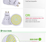 LED Bulb 220V 240V MR16 GU10 LED Lamp LED Spotlight Bulb Lampada 48 60 80 LEDs SMD 2835 For Indoor Home Spot Light