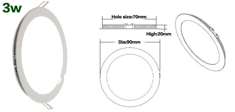 Ultra thin LED Down light lamp 3W 4W 6W 9W 12W 15W 25W led lighting Recessed grid downlight slim Round panel light