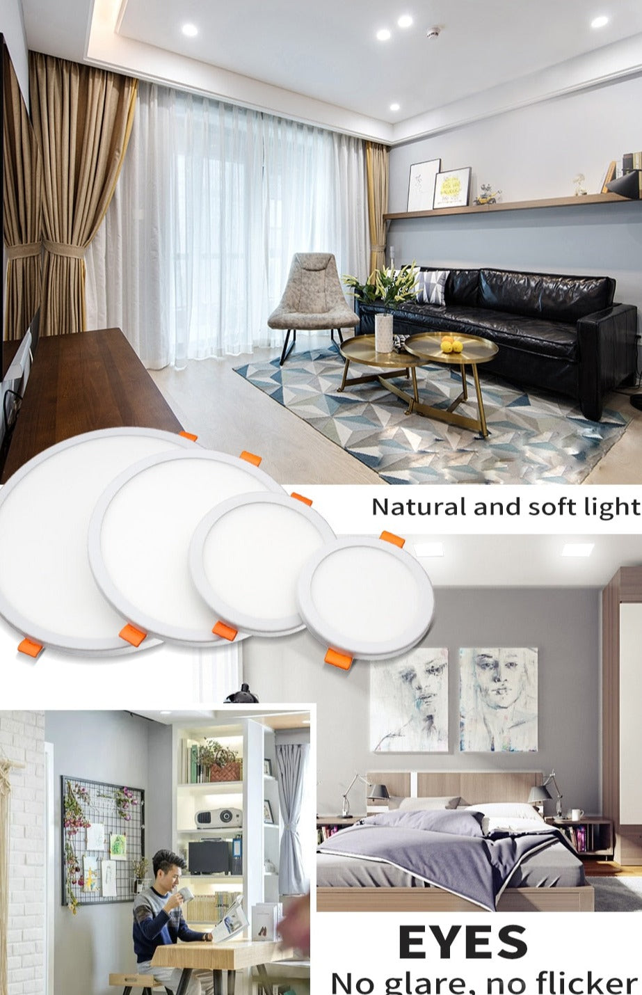 LED Panel Lights Ultrathin Surface Downlight 6W 8W 15W 20W 220V Square Round Panel Light White/Warm Indoor Bedroom LED Light