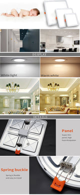 LED Panel Lights Ultrathin Surface Downlight 6W 8W 15W 20W 220V Square Round Panel Light White/Warm Indoor Bedroom LED Light
