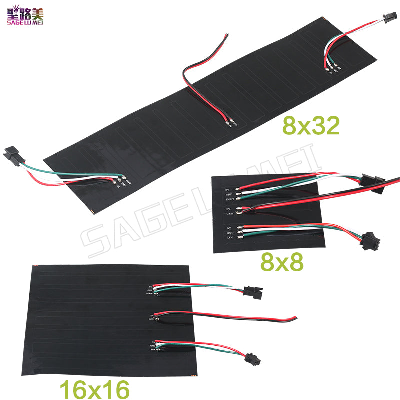 DC5V 8*8/16*16/8*32cm Pixel WS2812B LED Full Color Panel Digital Flexible Individually addressable Flex RGB Lights Display Board