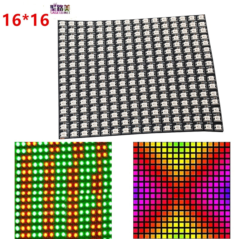 DC5V 8*8/16*16/8*32cm Pixel WS2812B LED Full Color Panel Digital Flexible Individually addressable Flex RGB Lights Display Board