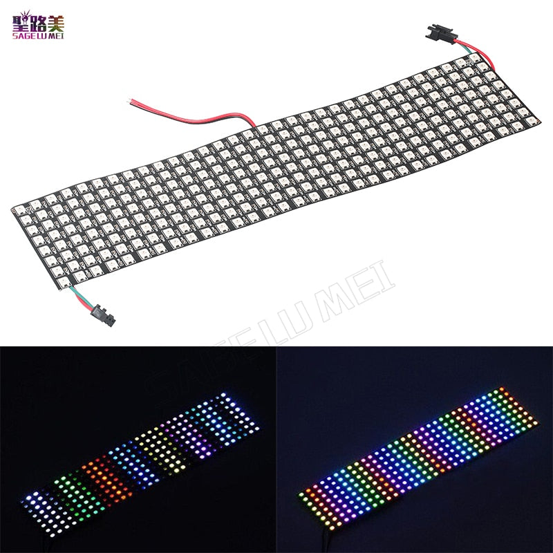 DC5V 8*8/16*16/8*32cm Pixel WS2812B LED Full Color Panel Digital Flexible Individually addressable Flex RGB Lights Display Board