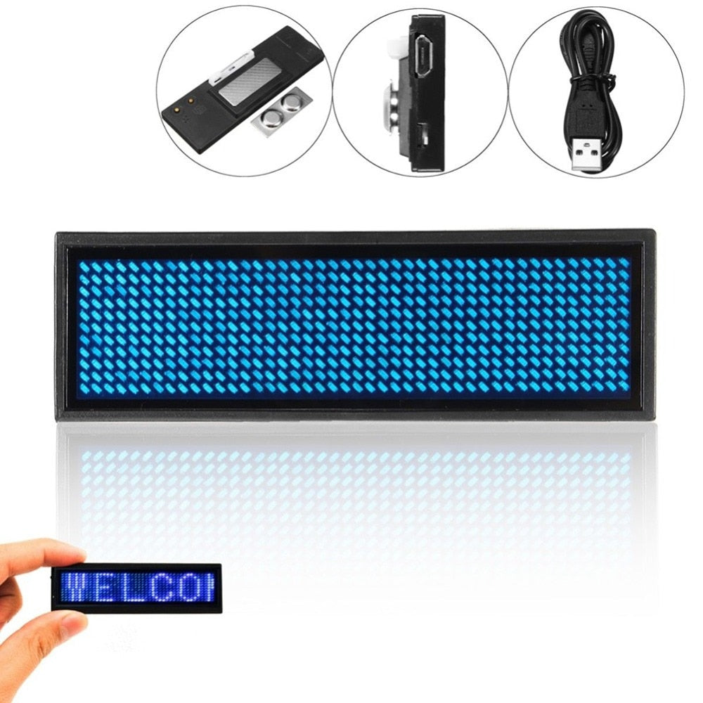 Rechargeable LED Name Tag Mini LED Digital Programmable Rechargeable Scrolling Message Tag Badge Sign For Festival Event