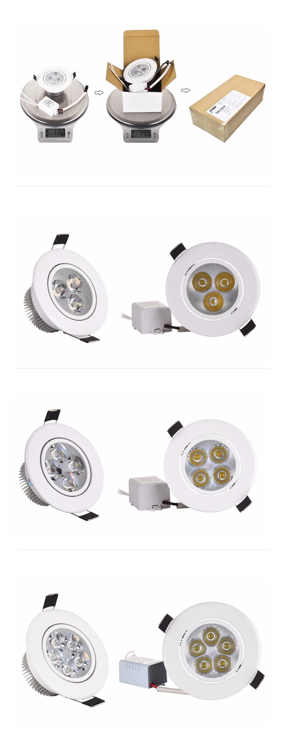 LED Downlight 9W 12W 15W Dimmable Warm White Nature White Pure White Recessed LED Lamp Spot Light AC85-265V