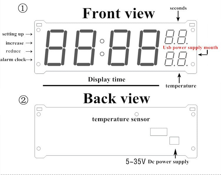 Desktop Large Digital LED Display Clock Precision Electronic Clock With Temperature Car Alarm Indoor Lighting Sign