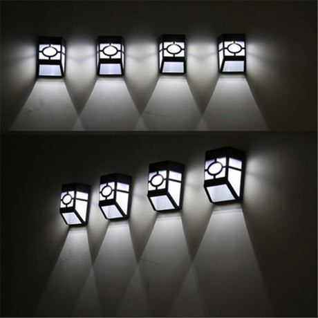 Solar Powered Wall Mount LED Light Outdoor Garden Path Landscape Fence Yard Lamp