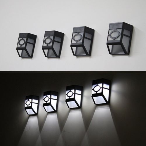 Solar Powered Wall Mount LED Light Outdoor Garden Path Landscape Fence Yard Lamp