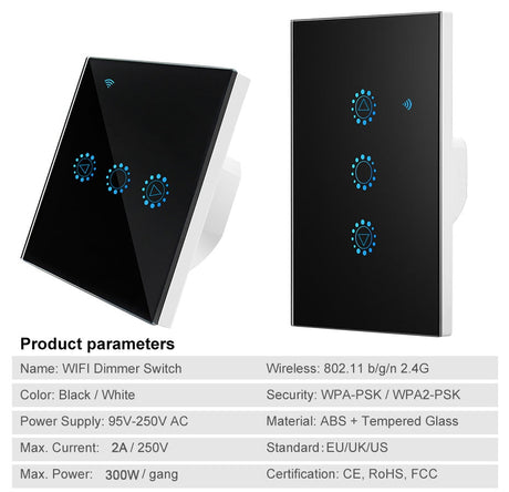 Smart Remote Touch Screen Sensor Switch LED Dimmer Switch Wall Touch Dimmable Glass Control Panel Module EU/UK/US Standard