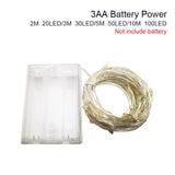 LED String Light Fairy light Battery waterproof Silver Wire Christmas Halloween USB Xmas Decoration Romantic lights 1/2/3/5/10M