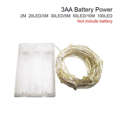 LED String Light Fairy light Battery waterproof Silver Wire Christmas Halloween USB Xmas Decoration Romantic lights 1/2/3/5/10M