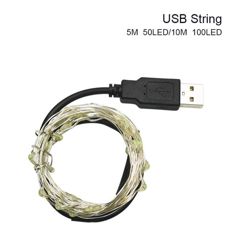 LED String Light Fairy light Battery waterproof Silver Wire Christmas Halloween USB Xmas Decoration Romantic lights 1/2/3/5/10M