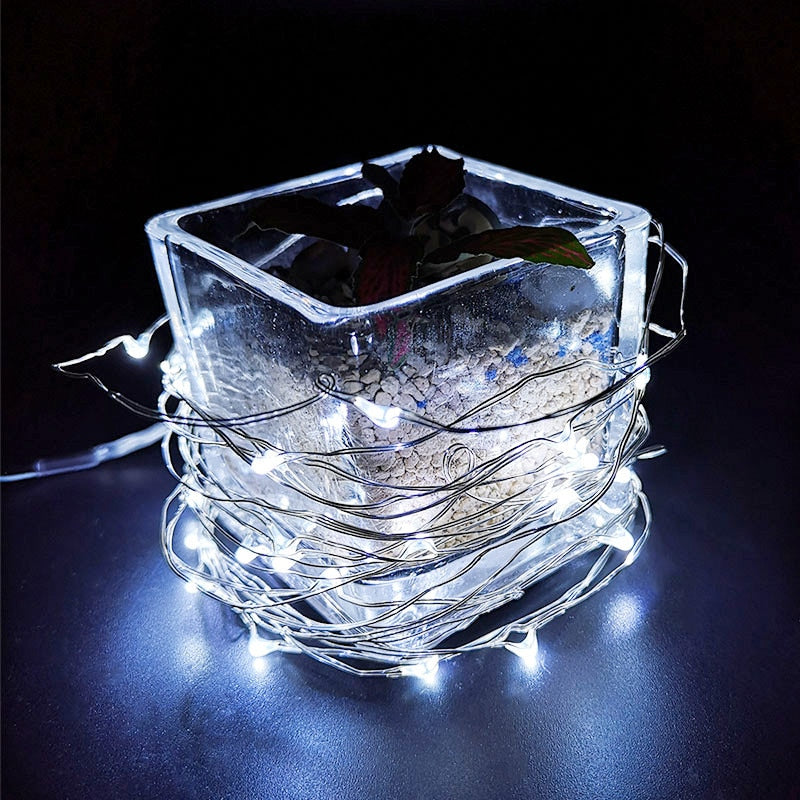 LED String Light Fairy light Battery waterproof Silver Wire Christmas Halloween USB Xmas Decoration Romantic lights 1/2/3/5/10M